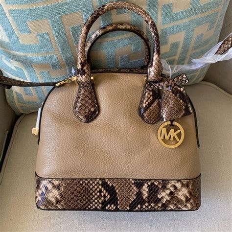 michael kors smythe large dome satchel dark khaki|MK Smythe Dome Satchel .